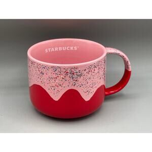 starbucks icing drip 14oz red pink rainbow sprinkles mug 2024
